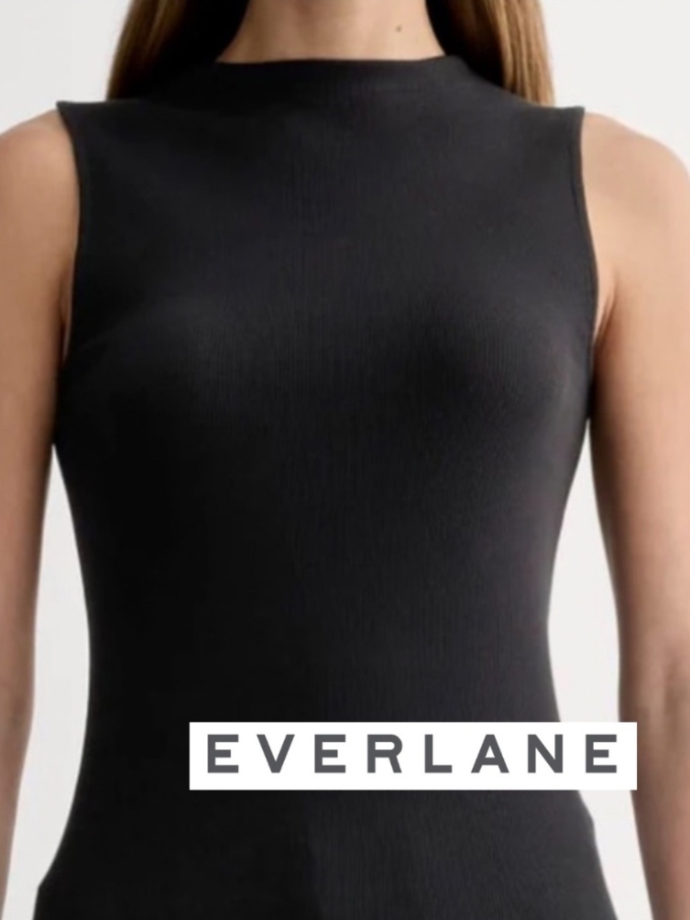 EVERLANE Black ribbed mock neck top, S, GD1299